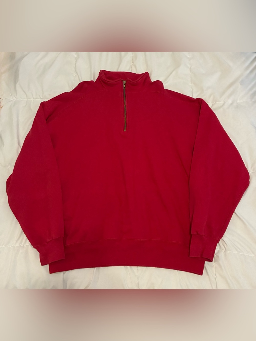 VTG L.L. Bean x Russell Athletic Men's Half-Zip Pullover Sweatshirt in Red Sz XL